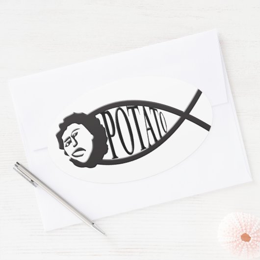 Aardappel Jesus Fish Embleem Sticker (Envelop)