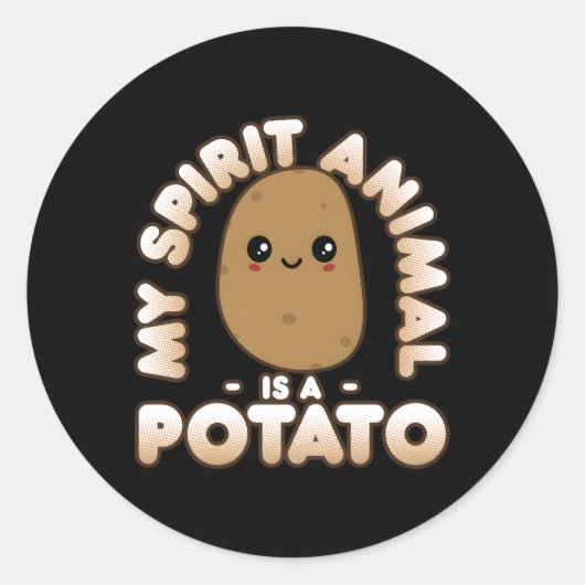 Aardappel Kawaii Mijn Geestdier is een Aardappel Ronde Sticker (Voorkant)