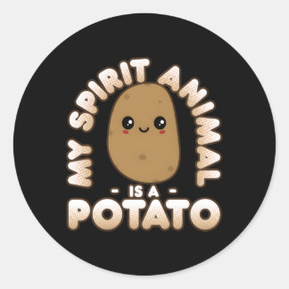 Aardappel Kawaii Mijn Geestdier is een Aardappel Ronde Sticker
