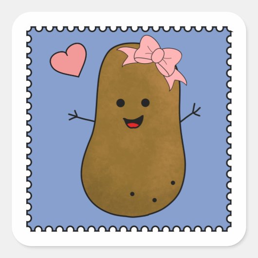 Aardappel Meisje Vierkante Sticker (Voorkant)