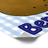 Aardappel met blauwe ruitjesstof op maat poster (Hoek)