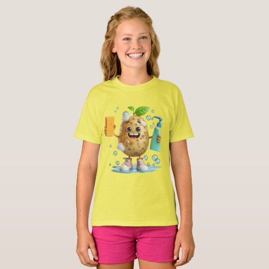 Aardappel met shampoo t-shirt (Voorkant volledig)