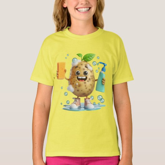 Aardappel met shampoo t-shirt (Voorkant)