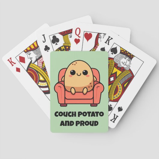 Aardappel op de bank en trots pokerkaarten (Achterkant)