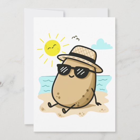 Aardappel Op Het Strand Zomerstemming Bedankkaart (Voorkant)
