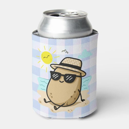 Aardappel Op Het Strand Zomerstemming Blikjeskoeler (Blikje Voorkant)