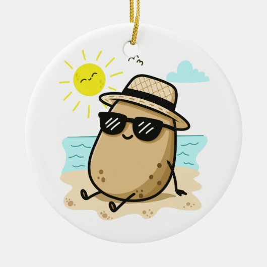 Aardappel Op Het Strand Zomerstemming Keramisch Ornament (Voorkant)