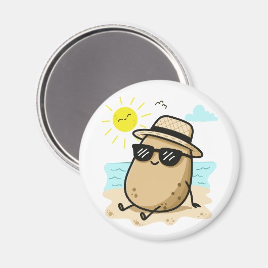 Aardappel Op Het Strand Zomerstemming Magneet (Voorkant / Achterkant)