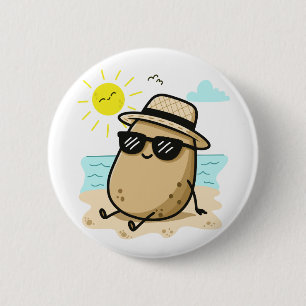 Aardappel Op Het Strand Zomerstemming Ronde Button 5,7 Cm