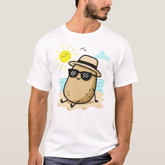 Aardappel Op Het Strand Zomerstemming T-shirt (Voorkant)