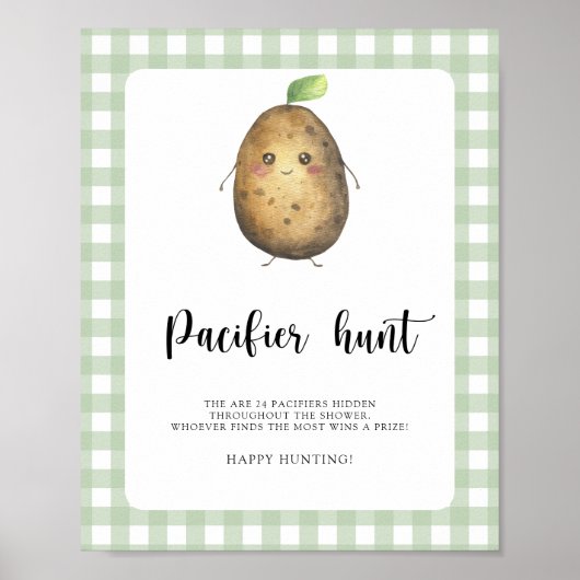 Aardappel - speen zoek baby shower spel poster (Voorkant)