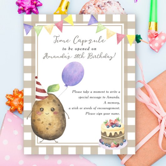 Aardappel Time Capsule 1e verjaardag genderneutraa Poster