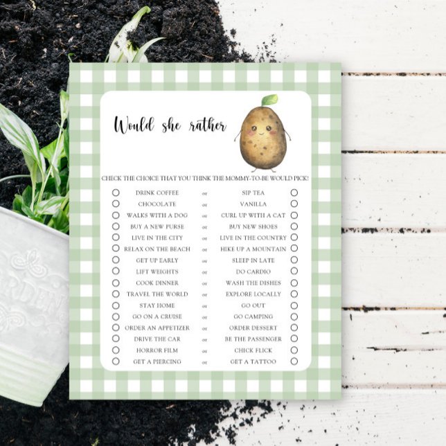 Aardappel Would She Rather Baby Shower Spel (Creator heeft geüpload)