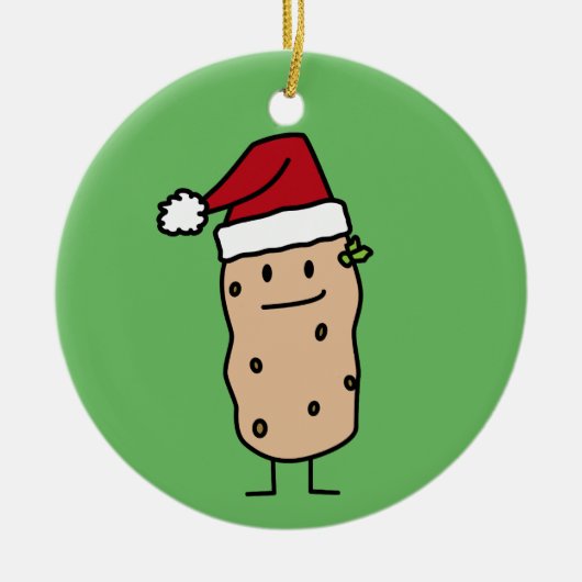 Aardappelaardappelen met kerstkerstkerstkerstcadea keramisch ornament (Voorkant)