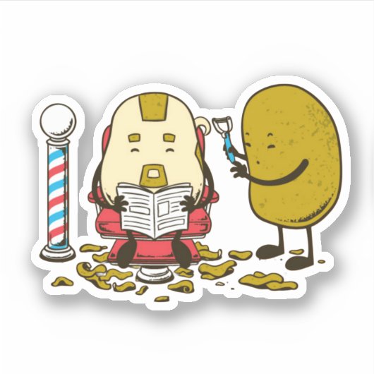 Aardappelbarbier Sticker (Voorkant)