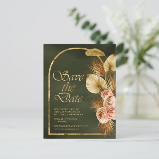 Aardappelboomgaard groen sparen de datum briefkaart (Staand voorkant)