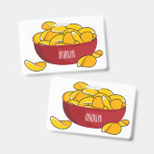 Aardappelchip cartoon illustratie badge (Voor- en achterkant)