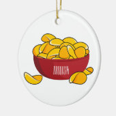 Aardappelchip cartoon illustratie keramisch ornament (Links)