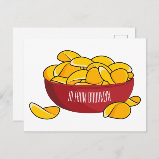 Aardappelchipafbeelding cartoon briefkaart (Voorkant / Achterkant)