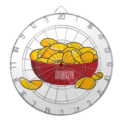 Aardappelchipafbeelding cartoon dartbord (Voorkant)