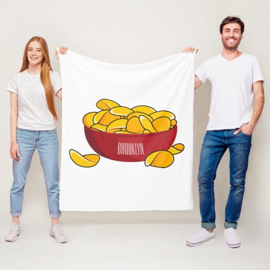 Aardappelchipafbeelding cartoon fleece deken (In situ)
