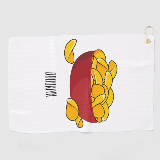 Aardappelchipafbeelding cartoon golfhanddoek (Horizontaal)