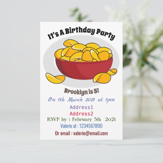 Aardappelchipafbeelding cartoon kaart (Staand voorkant)