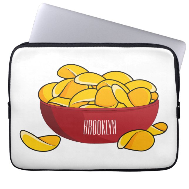 Aardappelchipafbeelding cartoon laptop sleeve (Voorkant)