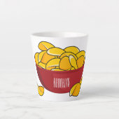 Aardappelchipafbeelding cartoon latte mok (Voorkant)