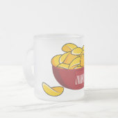 Aardappelchipafbeelding cartoon matglas koffiemok (Voorkant links)