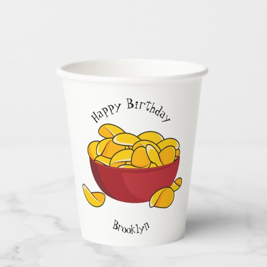Aardappelchipafbeelding cartoon papieren bekers (Voorkant)