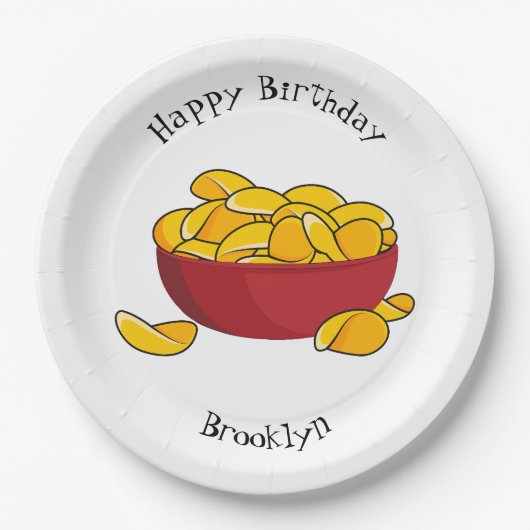 Aardappelchipafbeelding cartoon papieren bordje (Voorkant)