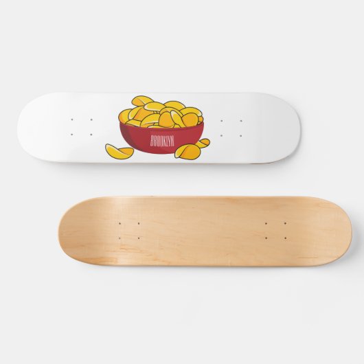 Aardappelchipafbeelding cartoon persoonlijk skateboard (Horizontaal)