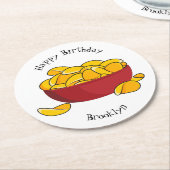 Aardappelchipafbeelding cartoon ronde kartonnen onderzetter (Gebogen)