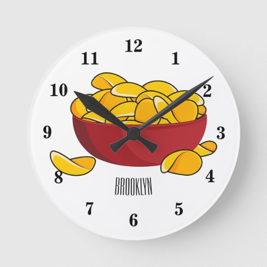 Aardappelchipafbeelding cartoon ronde klok (Voorkant)