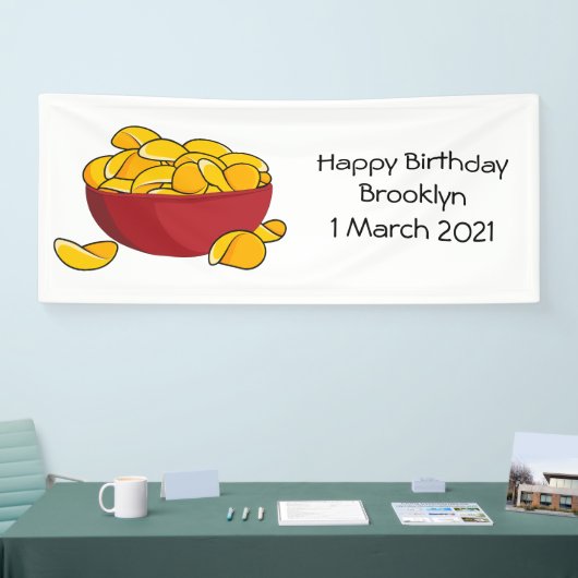 Aardappelchipafbeelding cartoon spandoek (Beurs)