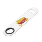 Aardappelchipafbeelding cartoon speed flessenopener (Voorkant Gekanteld)