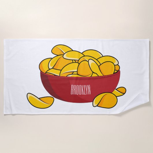 Aardappelchipafbeelding cartoon strandlaken (Voorkant)