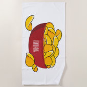 Aardappelchipafbeelding cartoon strandlaken (Voorkant)