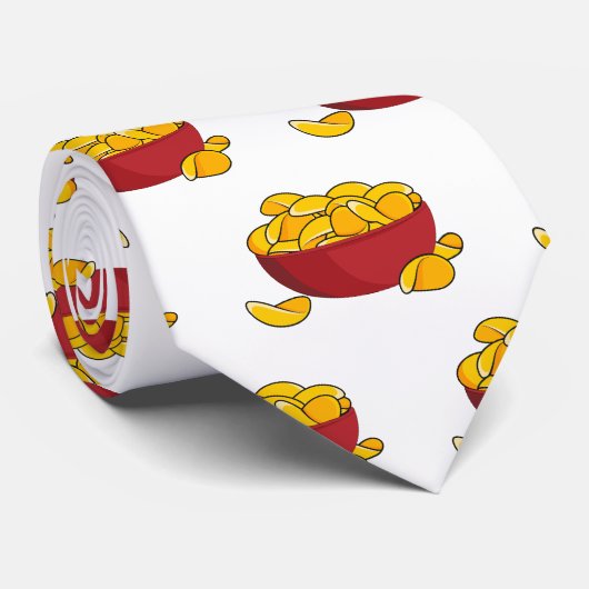 Aardappelchipafbeelding cartoon stropdas (Opgerold)