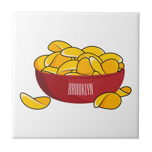 Aardappelchipafbeelding cartoon tegeltje (Voorkant)