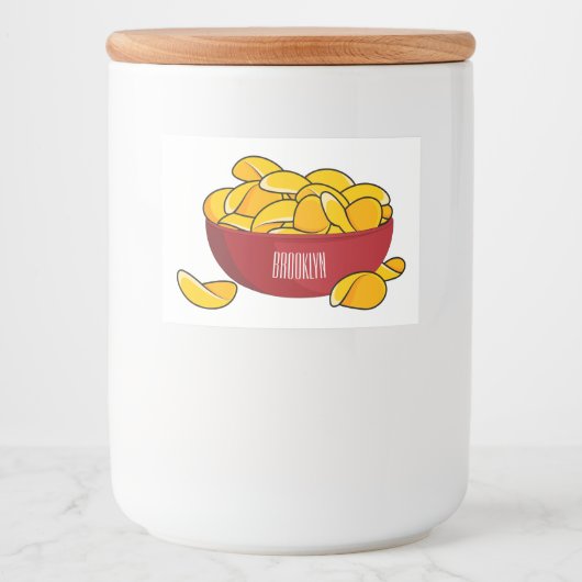 Aardappelchipafbeelding cartoon voedselcontainer etiket (Voorkant)