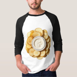 Aardappelchips met een kleine kom mayonaise t-shirt