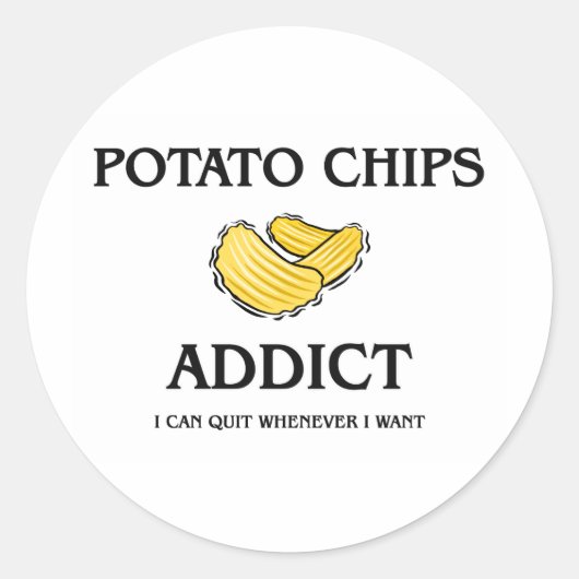 Aardappelchips verslaafd ronde sticker (Voorkant)