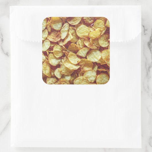 Aardappelchips Vierkante Sticker (Tas)