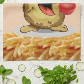 Aardappelen, Franse groeven, Ketchup, keukenhanddo Theedoek (Gevouwen)