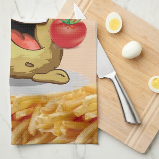 Aardappelen, Franse groeven, Ketchup, keukenhanddo Theedoek (Quarter Fold)