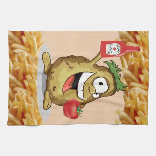 Aardappelen, Franse groeven, Ketchup, keukenhanddo Theedoek (Horizontaal)