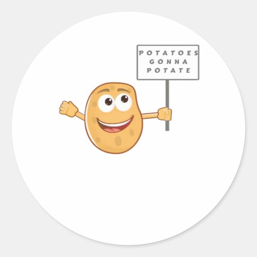 Aardappelen Gonna Potate (Vegetable Potato Pun) Kl Ronde Sticker (Voorkant)