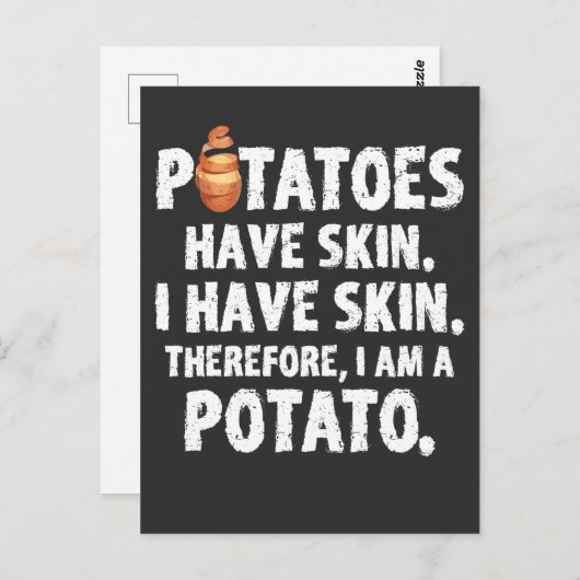 Aardappelen hebben een huid Ik ben een aardappelli Briefkaart (Voorkant / Achterkant)